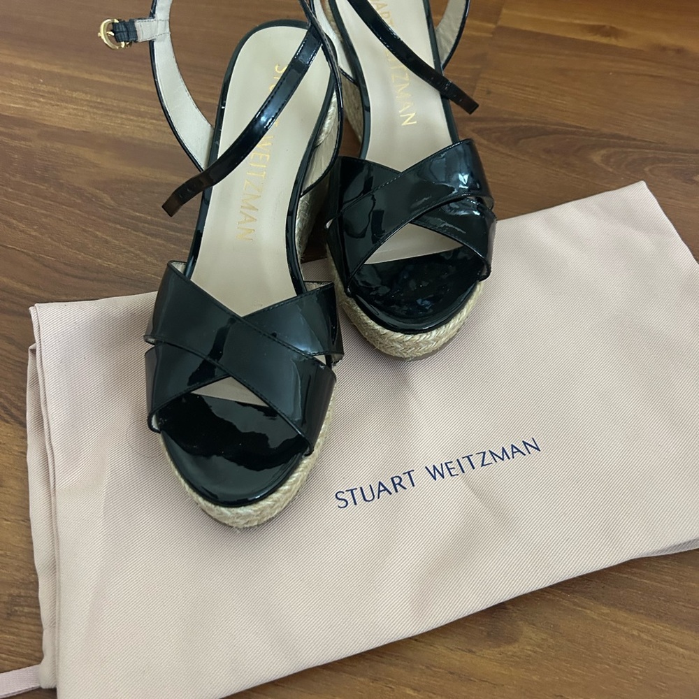Stuart Weitzman Rosemarie Strappy Espadrille Wedge Sandals.